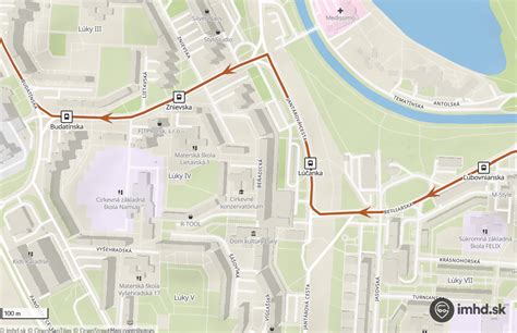 Schéma autobusových liniek a zastávok v okolí Filozofickej fakulty UKF