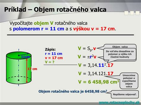 Schéma valca s vyznačenými rozmermi (polomer, výška)