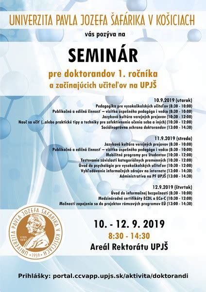 Plagát oznamujúci vedecký seminár na fakulte