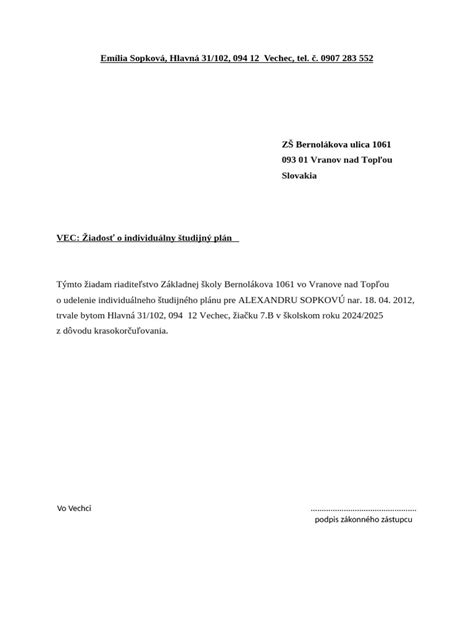 Študentka využívajúca individuálny študijný plán