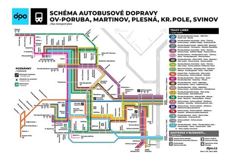 Schéma autobusových a električkových trás k Posluchárni P25