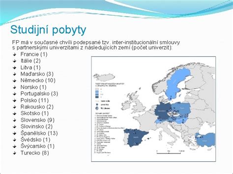 Mapa s partnerskými univerzitami