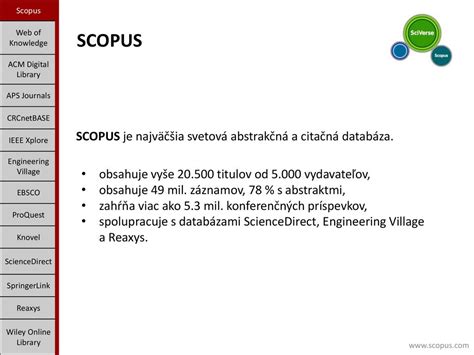 Infografika zobrazujúca rozsah databázy Scopus