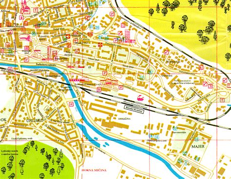 Mapa mesta Banská Bystrica s vyznačením univerzity