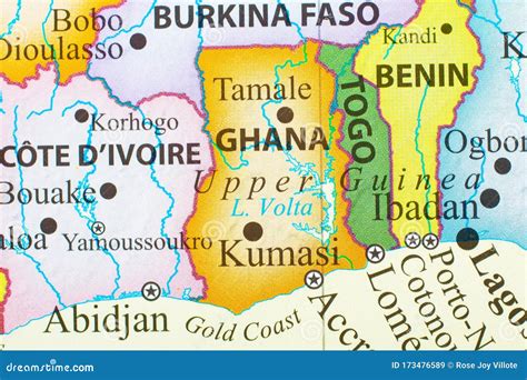 Mapa Ghany s vyznačenou arcidiecézou Cape Coast