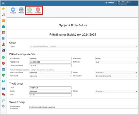 Príklad testovacej sekcie v EduPage