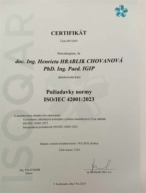 Certifikát ING-PAED IGIP
