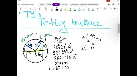 Schéma s pravouhlým trojuholníkom tvoreným polomerom a polovicou tetivy