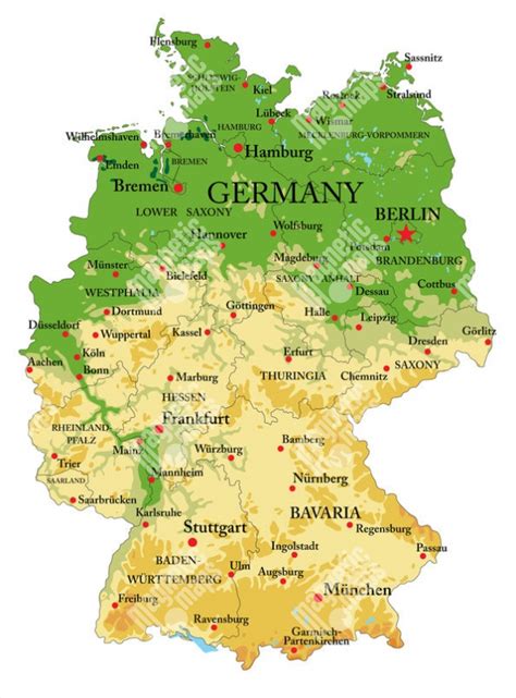 Mapa Nemecka s vyznačenými univerzitnými mestami
