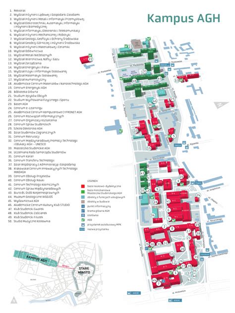 Mapa univerzitného kampusu s vyznačenými študijnými oddeleniami