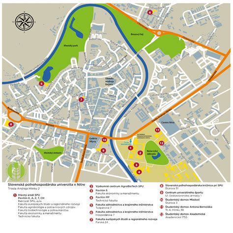 Mapa študentských domovov v Nitre