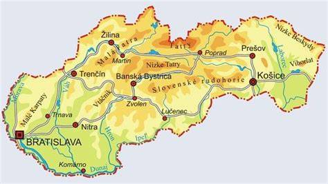 Mapa Slovenska s vyznačenou Banskou Bystricou