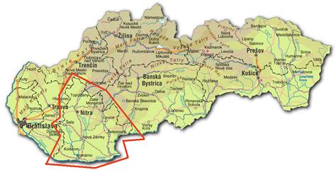 Mapa Nitrianskeho kraja