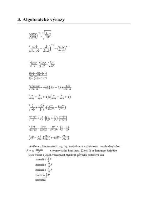 Algebraické výrazy a ich úprava