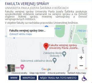 Mapa fakulty verejnej správy s vyznačenými poschodiami