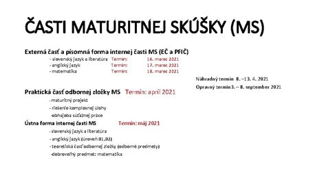 štruktúra maturitnej skúšky