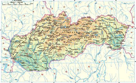Mapa Slovenska s vyznačeným Trenčínom
