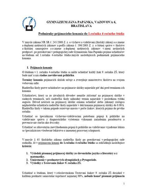 Infografika s dôležitými dátumami prijímacieho konania