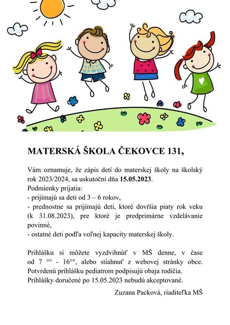 Schematické znázornenie prijímacieho procesu do materskej školy