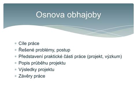 štruktúra prezentácie obhajoby