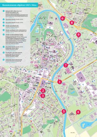 Mapa rozmiestnenia objektov UKF v Nitre