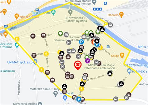 Mapa okolia školy s vyznačenými rizikovými bodmi