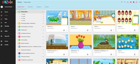 Screenshot vzdelávacieho portálu Kozmix.sk