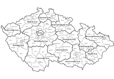 Mapa České republiky s vyznačenou Prahou a budovou ČVUT