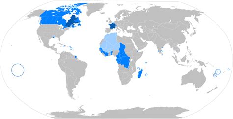 Mapa frankofónnych krajín