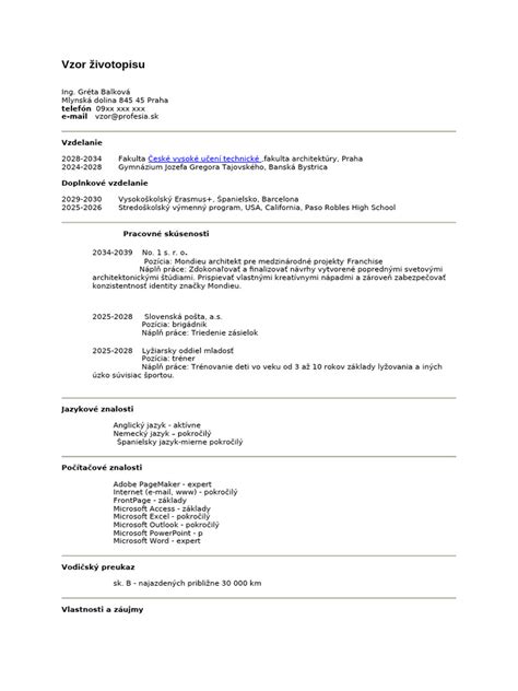 Formát PDF pre životopis