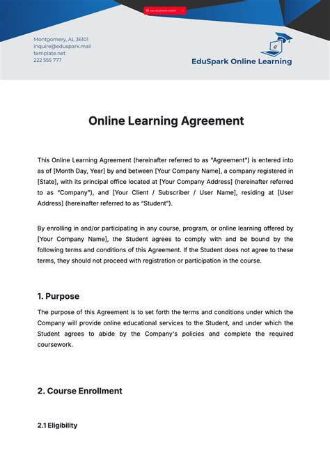 Ikona Online Learning Agreement
