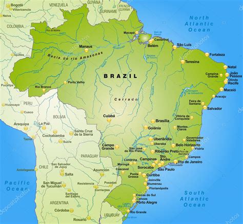 Mapa Portugalska a Brazílie