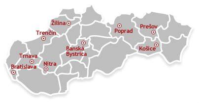 Mapa s vyznačeným mestom Banská Bystrica