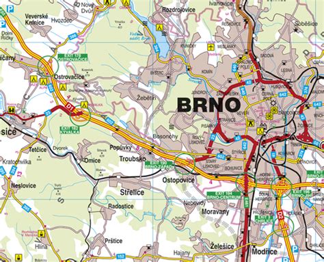 Mapa Brna s vyznačenými kultúrnymi inštitúciami