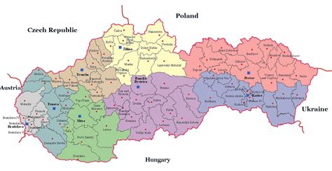Mapa Slovenska s vyznačeným mestom Martin