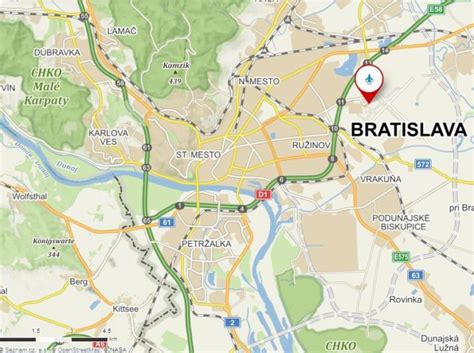 Mapa Bratislavy s vyznačením fakúlt Univerzity Komenského