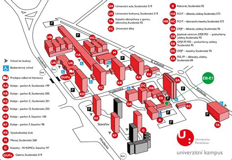 Mapa Univerzity Pardubice