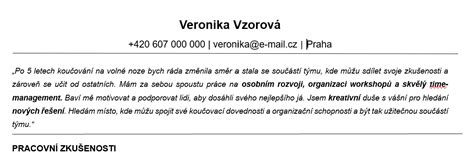 Príklady záujmov v životopise