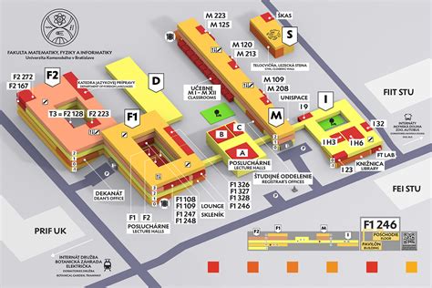 Mapa fakulty s vyznačenými miestnosťami KJP