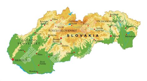 mapa Slovenska s vyznačeným Košicami