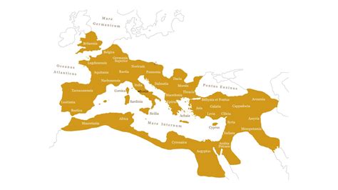 Mapa rímskej ríše a okolité územia v 4. storočí