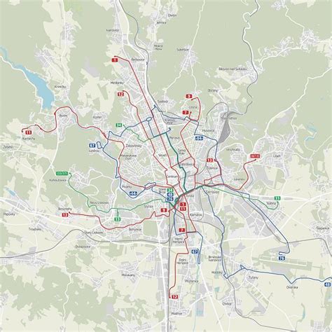 Schéma autobusových a trolejbusových liniek v oblasti Vlčie hrdlo