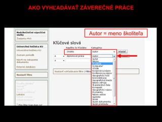 Screenshot modulu Záverečné práce v AIS