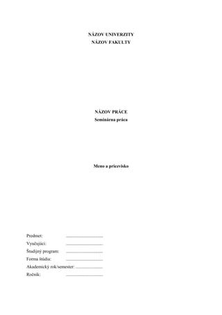 Štruktúra seminárnej práce