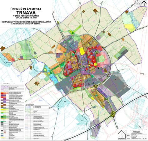 Mapa mesta Trnava s vyznačenými potenciálnymi lokalitami ubytovania
