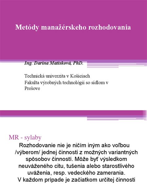 štruktúra manažérskeho rozhodovania
