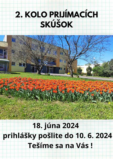 Kalendár s vyznačenými termínmi prihlášok a prijímacích skúšok